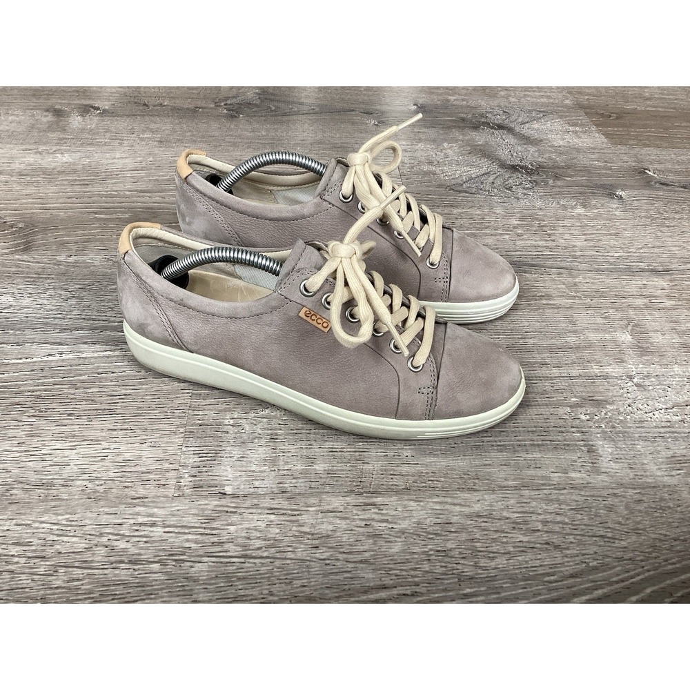 Ecco Danish Design Womens 6 6.5 37 Sneakers Shoes Gray Leather Lace Up Cap Toe